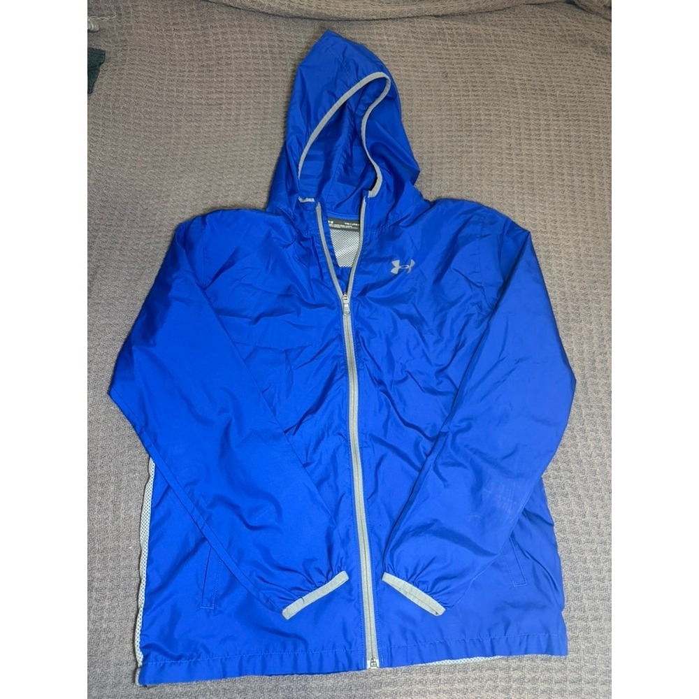 Under Armour Windbreaker Packable Backpack Jacket Blue Youth XL
